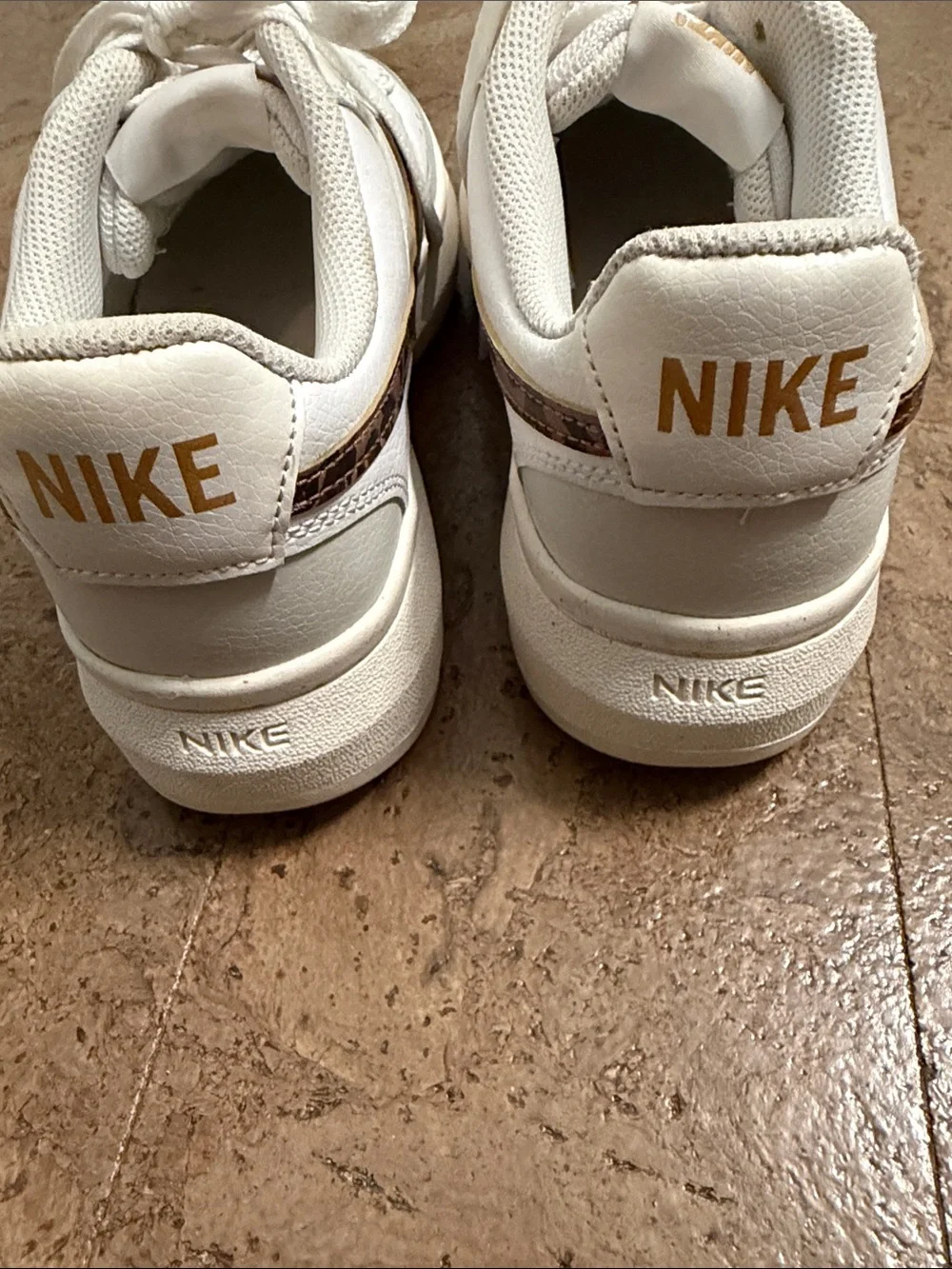 NEW Nike White Sneakers with Leopard-Print Swoosh